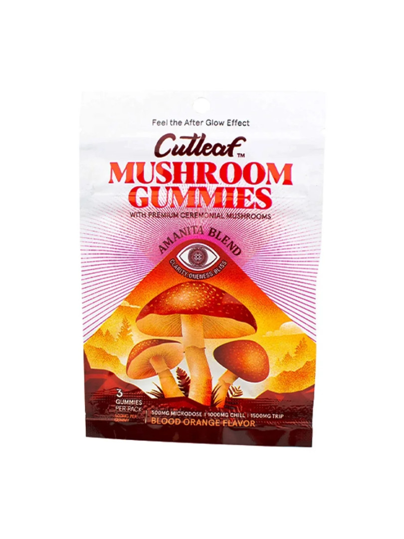 Cutleaf Mushroom Gummies Amanita Blend Blood Orange Flavor 3 Gummies Per Pack