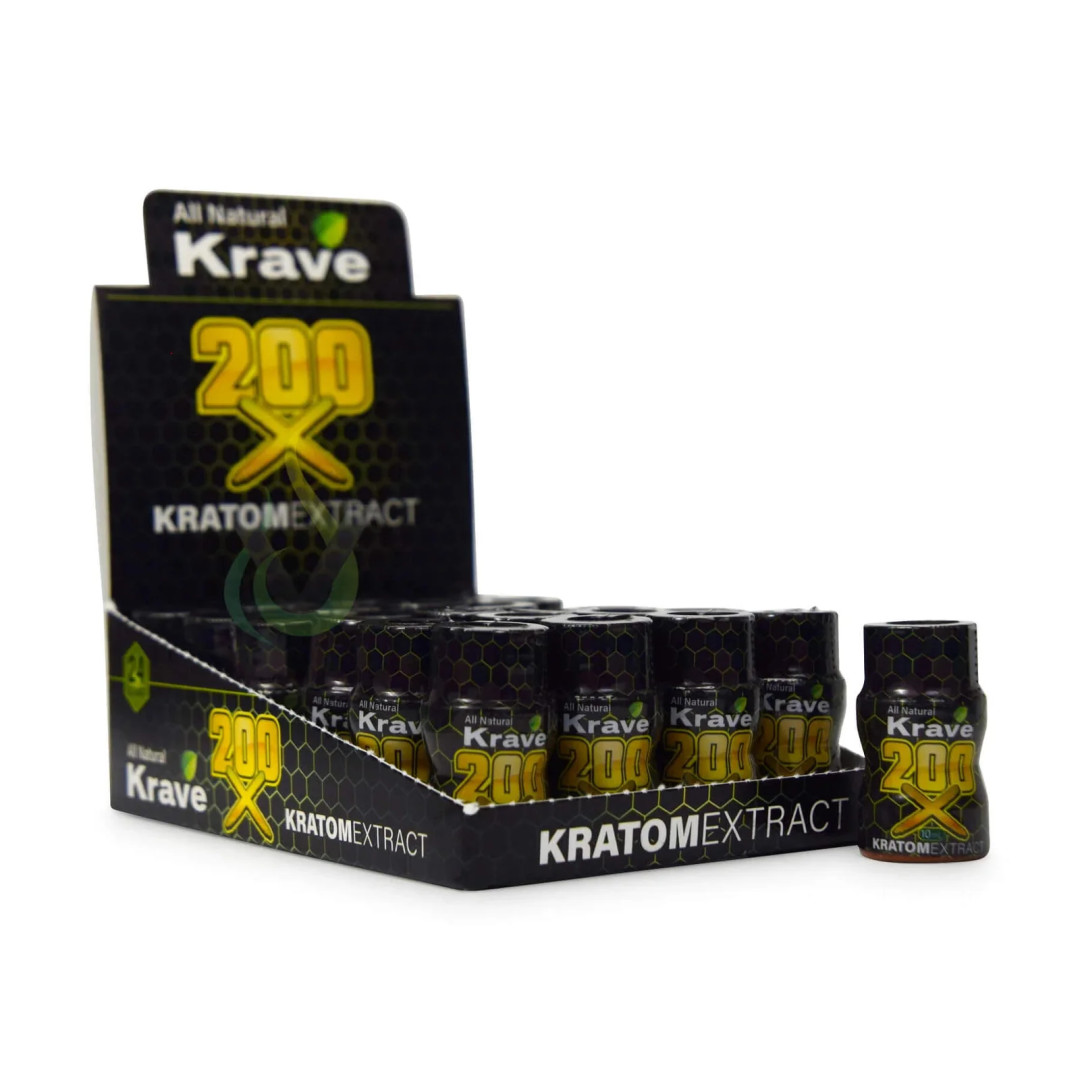 Krave 200X Kratom Extract Shots Display 24 BottlesPer Pack 10mL Per Bottle