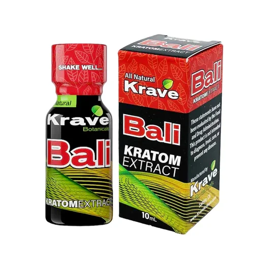 Krave Bali Kratom Extract Shots Display 12 Bottles Per Pack 10mL Per Bottle