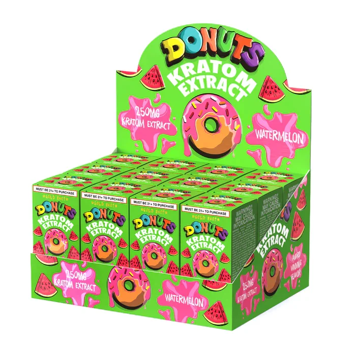 Donuts Kratom Extract Watermelon Shots Display 12 Bottles Per Pack