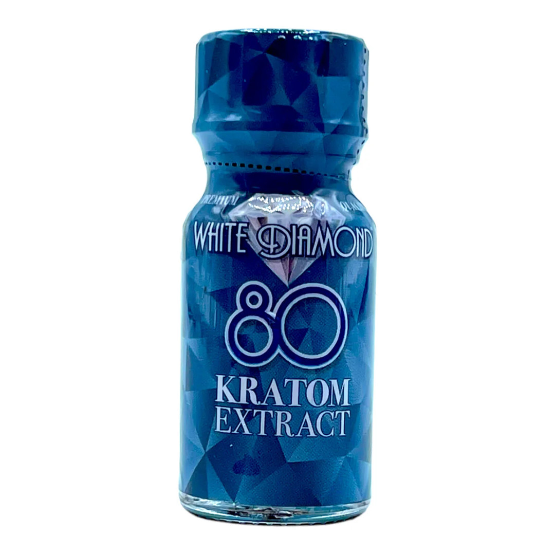 White Diamond 80 Kratom Extract Shots Display 12 Count Per Pack 10mL Per Count