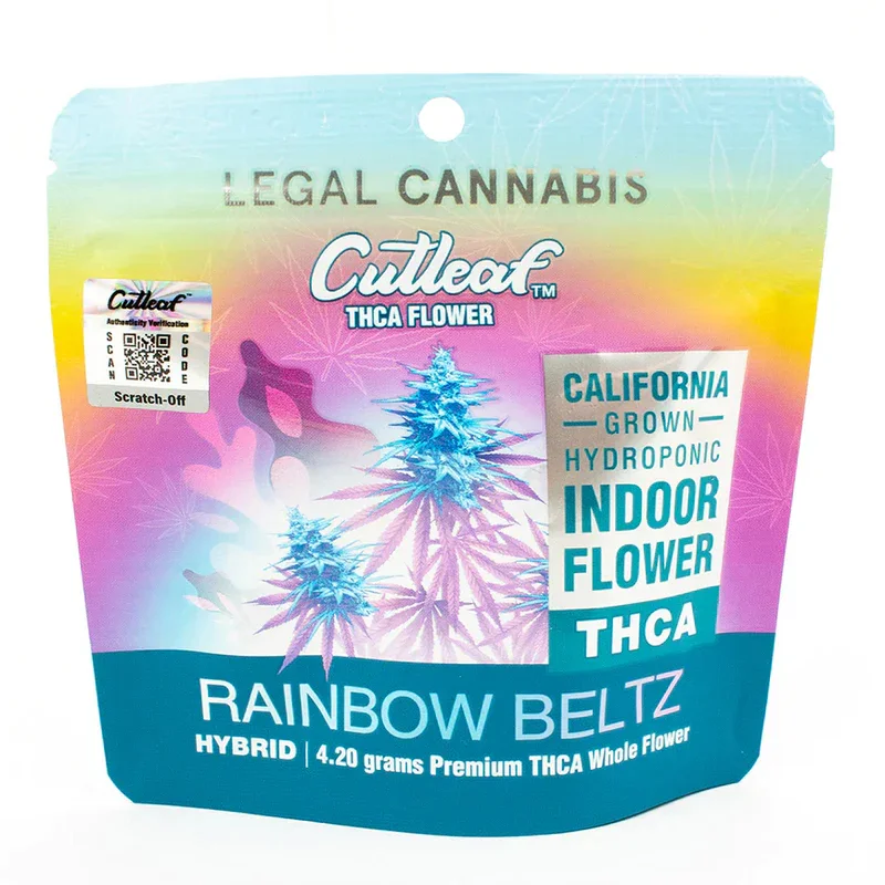 Cutleaf Rainbow Beltz Hybrid Indoor Flower 4.20 Grams THCA Display 10 Packs Per Box