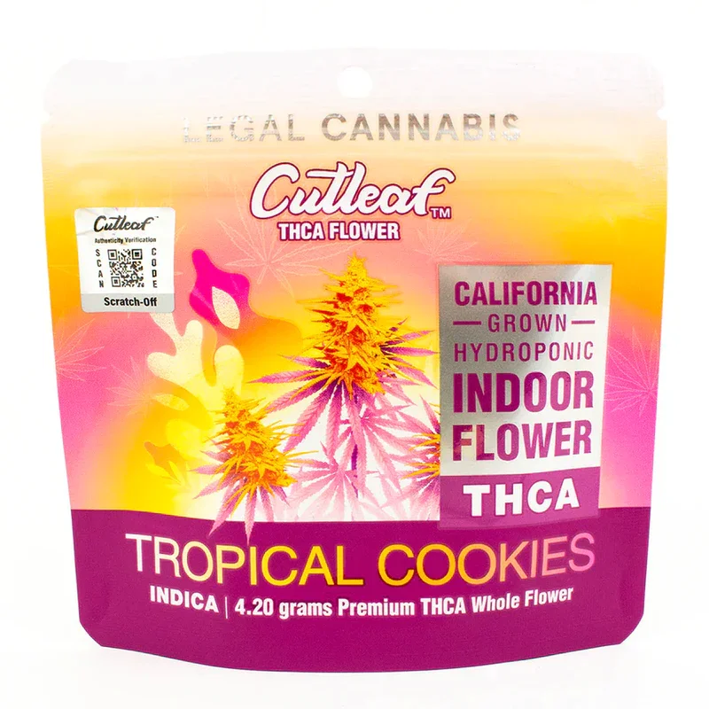 Cutleaf Tropical Cookies Indica Indoor Flower 4.20 Grams THCA Display 10 Packs Per Box