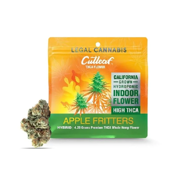 Cutleaf Apple Fritters Hybrid Indoor Hemp Flower 4.20 Grams THCA Display 10 Packs Per Box