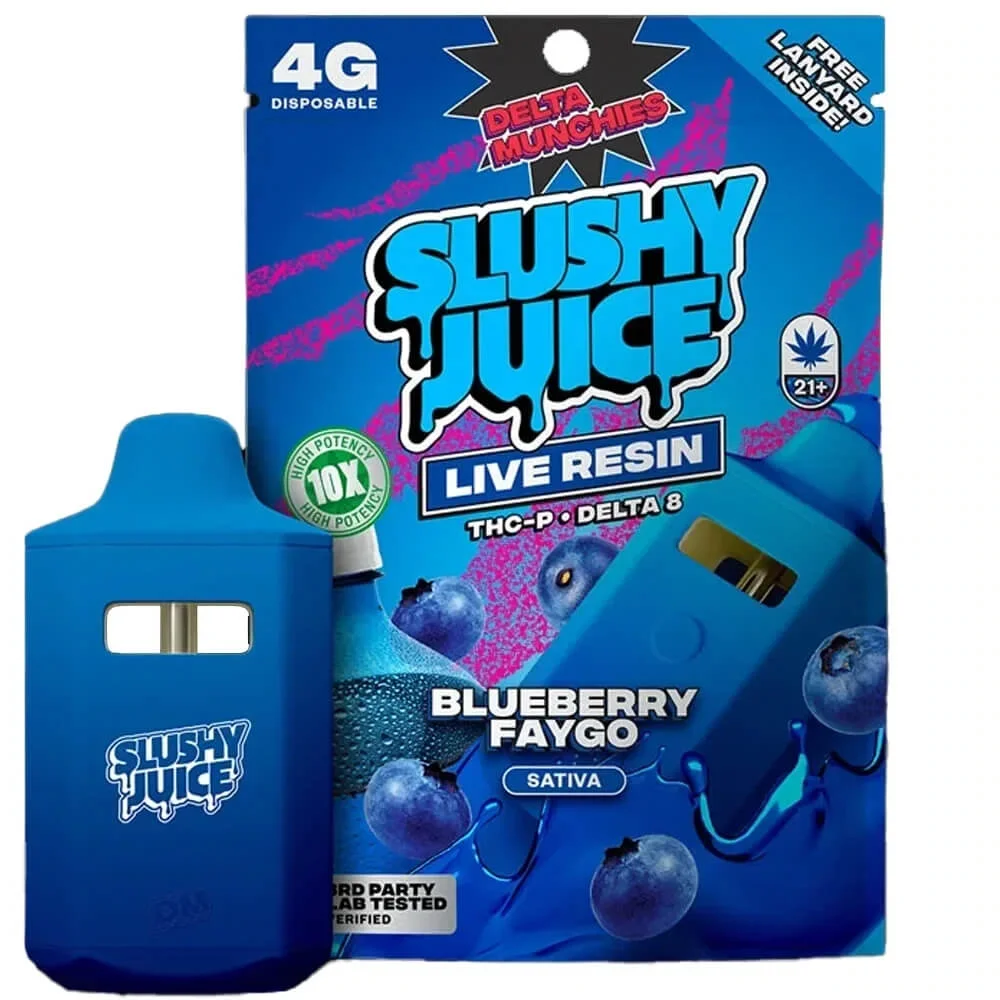 Munchies Slushy Juice Blueberry Faygo Sativa 4G Disposable THC-P . Delta-8
