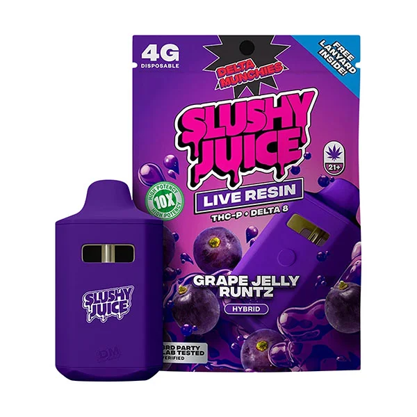 Delta Munchies Slushy Juice Live Resin THC-P . Delta-8 Grape Jelly Runtz Hybrid 4G Disposable