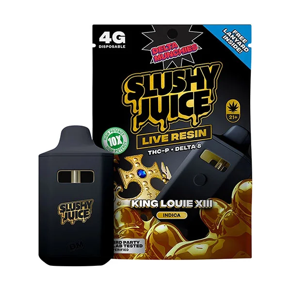 Munchies Slushy Juice Live Resin THC-P . Delta-8 King Louie XIII Indica 4G Disposable
