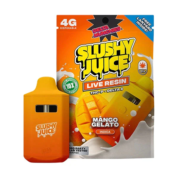 Delta Munchies Slushy Juice Live Resin THC-P . Delta-8 Mango Gelato Indica 4G Disposable