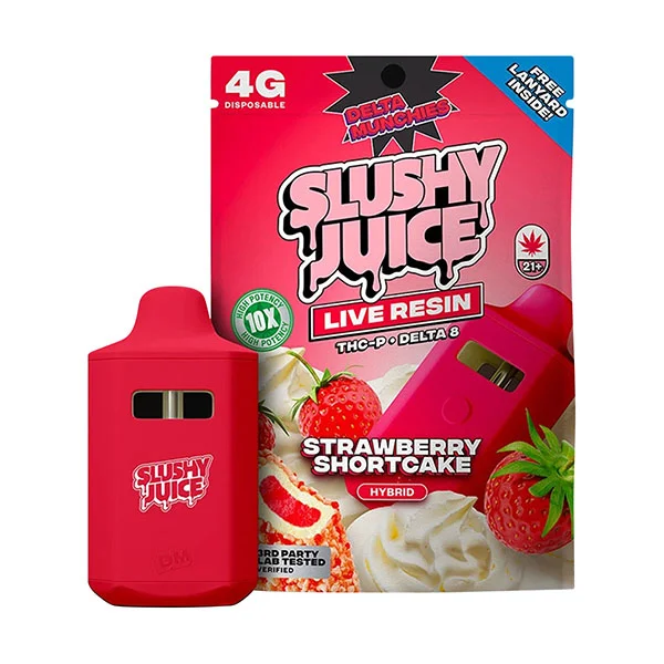 Delta Munchies Slushy Juice Live Resin THC-P . Delta-8 Strawberry Shortcake Hybrid 4G Disposable