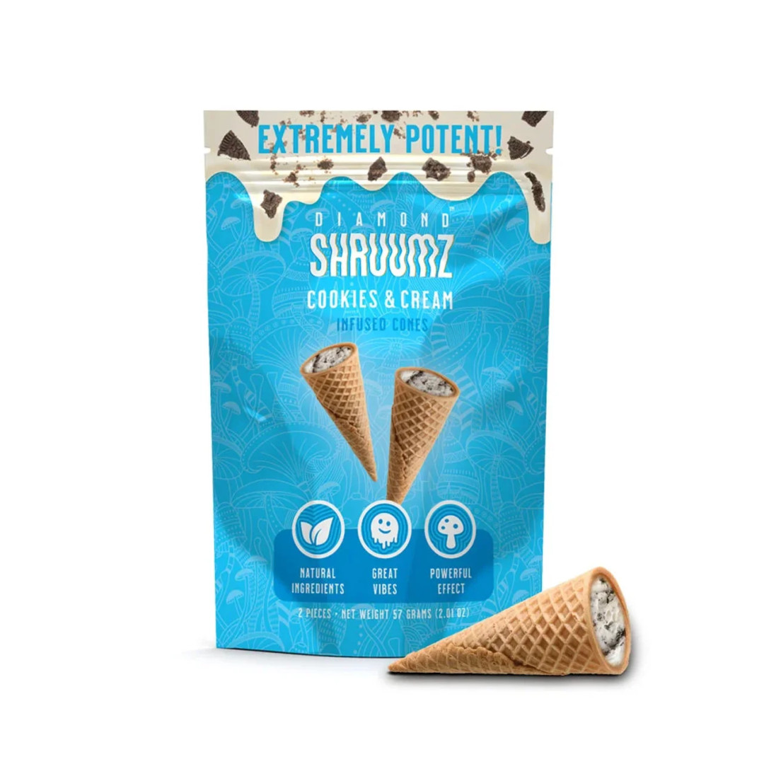 Diamond Shruumz Cookies & Cream Infused Cones 2 PCS Pre Pack Net Weight 57 Grams
