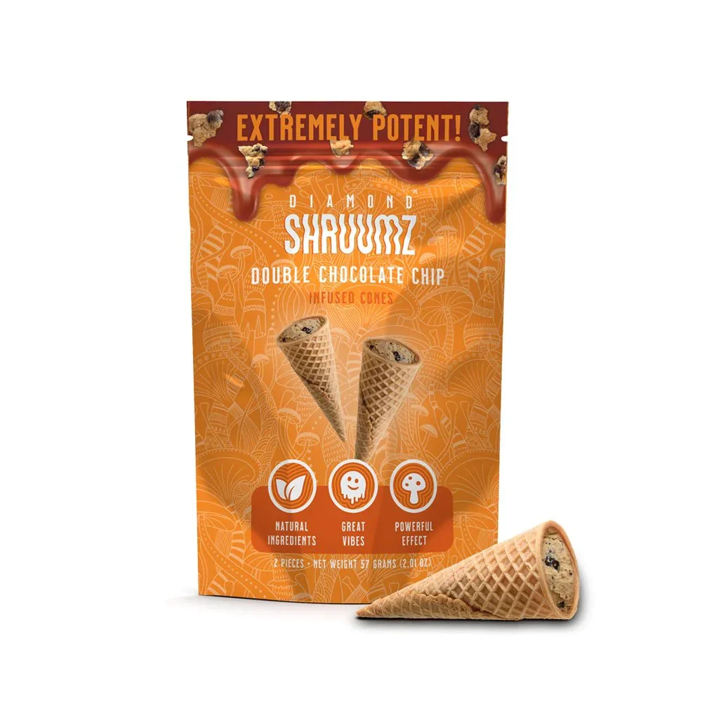 Diamond Shruumz Double Chocolate Chip Infused Cones 2 PCS Per Pack Net Weight 57 Grams
