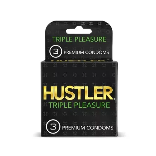 Hustler Premium Condoms Lubricated Triple Pleasure Display 6 CT