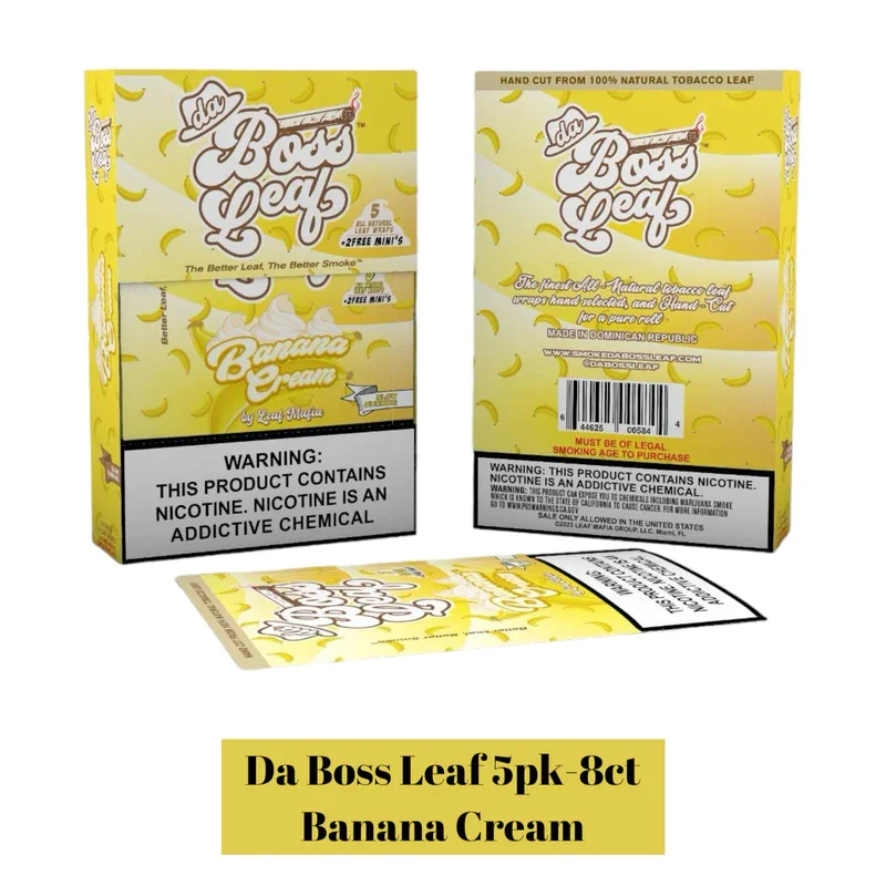 Da Boss Leaf Banana Cream 8-5 Packs 40 Leaf Wraps