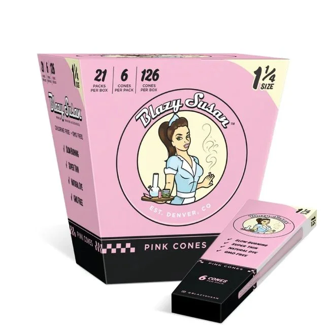 Blazy Susan Pink Cones 1 1/4 Size 21 Packs Per Box - 6 Cones Per Pack - 126 Cones Per Box