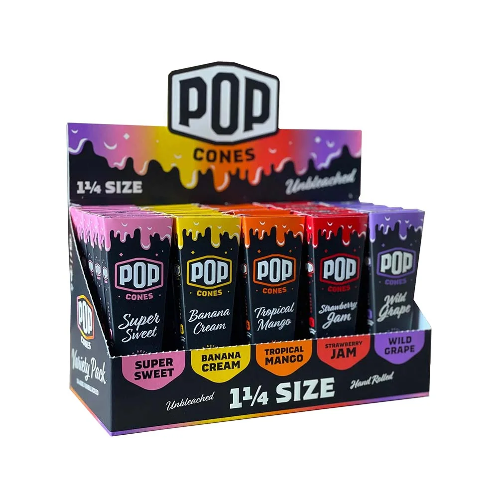 Pop Cones Variety Pack unbleached 1 1/4 Size 25 Packs Per Box