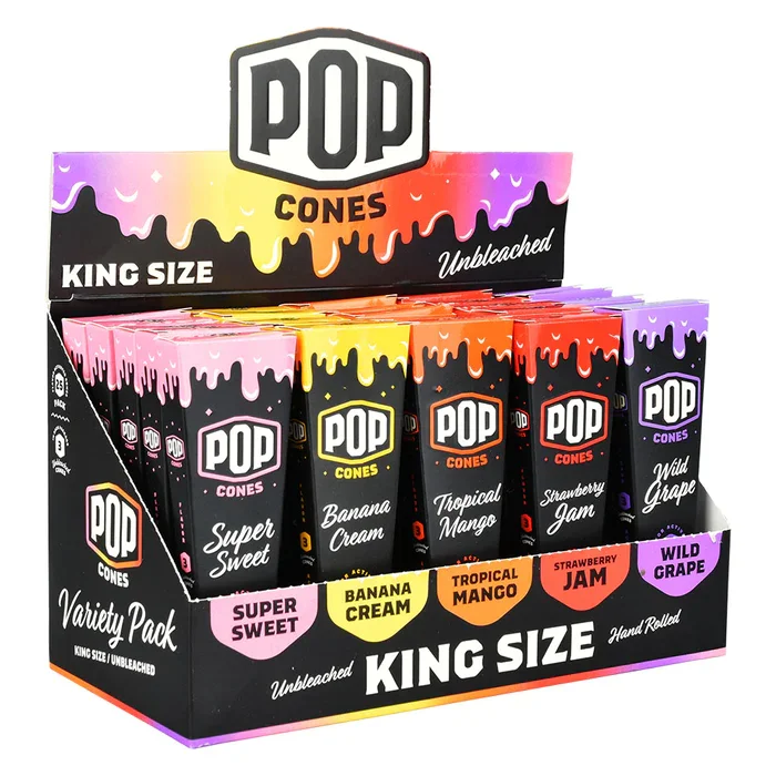 Pop Cones Variety Pack Unbleached King Size 25 Packs - 3 Unbleached Cones