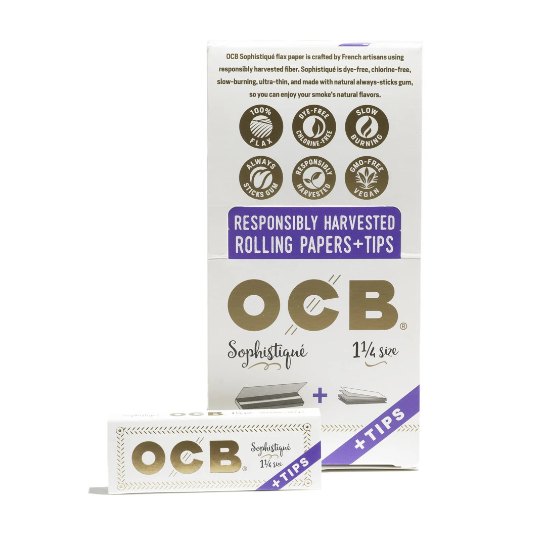 OCB Responsibly Harvested Rolling Papers Ultra Thin 1 1/4 Size 24 Booklets Per Box