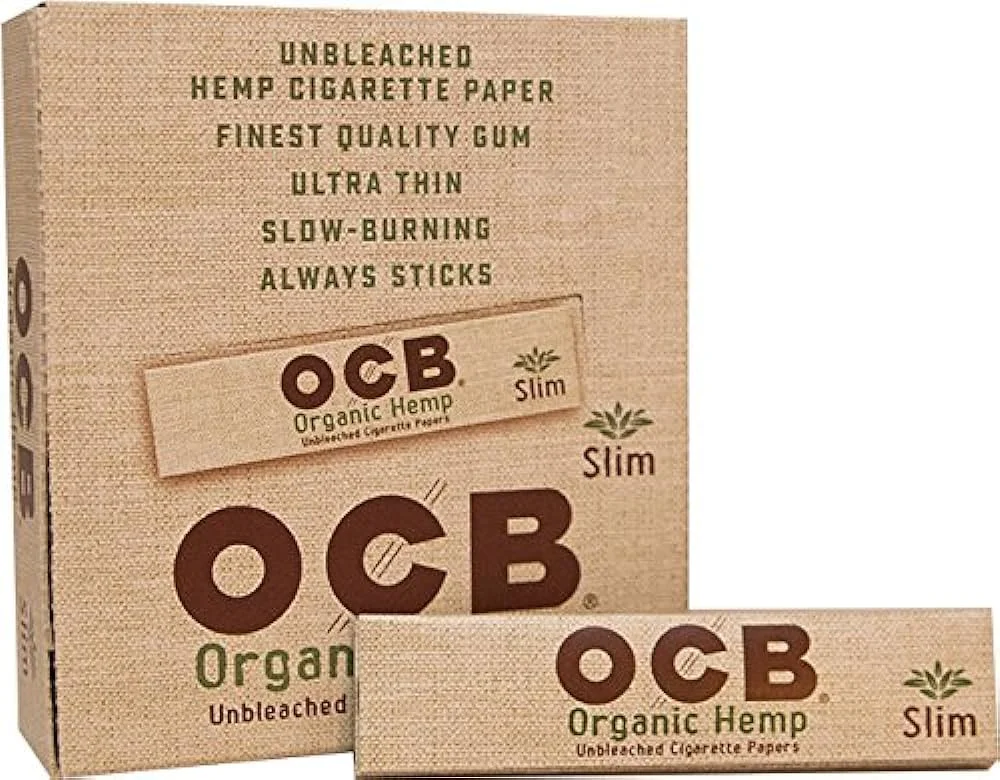 OCB Unbleached Rolling Papers Slim Organic Hemp 24 Booklets Per Box