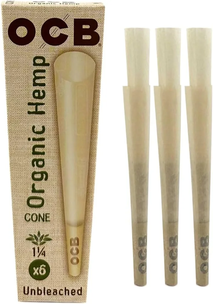 OCB Organic Hemp Cones 1 1/4 Size Unbleached Ultra Thin 32x6