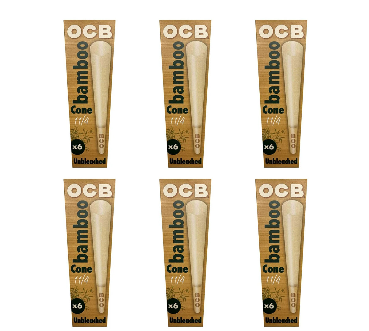 OCB Bamboo Cones 1 1/4 Size Unbleached Ultra Thin 32x6