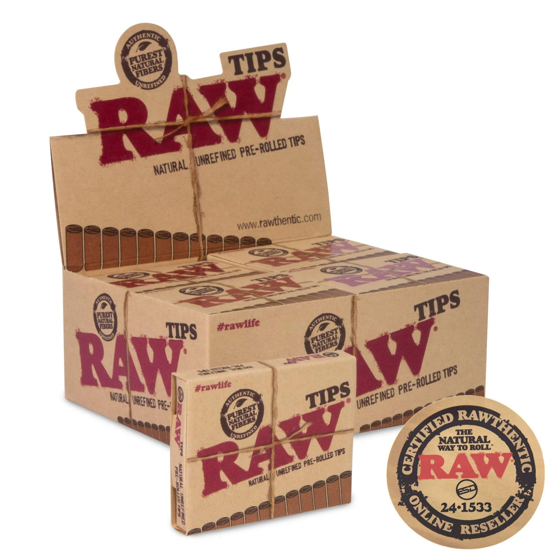 RAW Pre - Rolled Tips 21 Tips Per Pack - 20 Packs Per Box