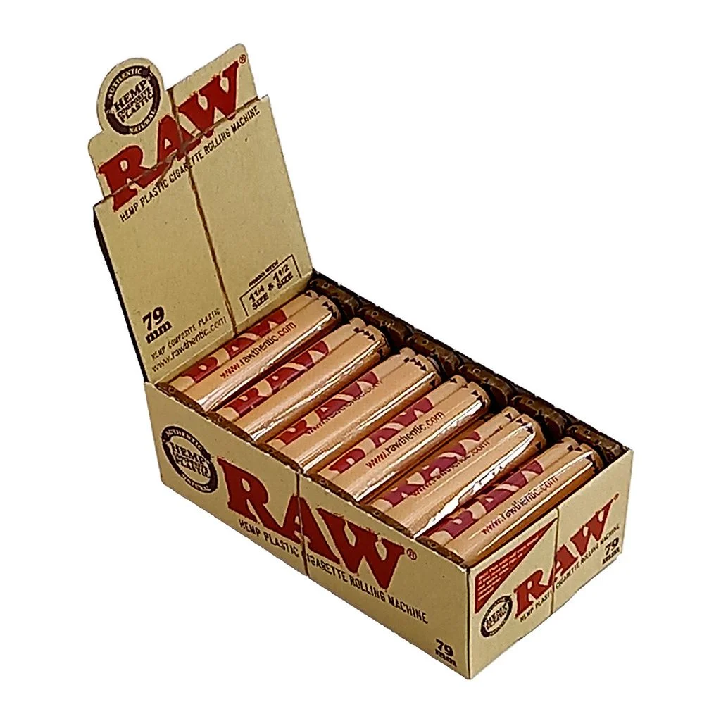 RAW Hemp Plastic Cigarette Rolling Machine 79mm 12 Rollers Per Box Work With (1 1/4 Size + 1 1/2 Size)