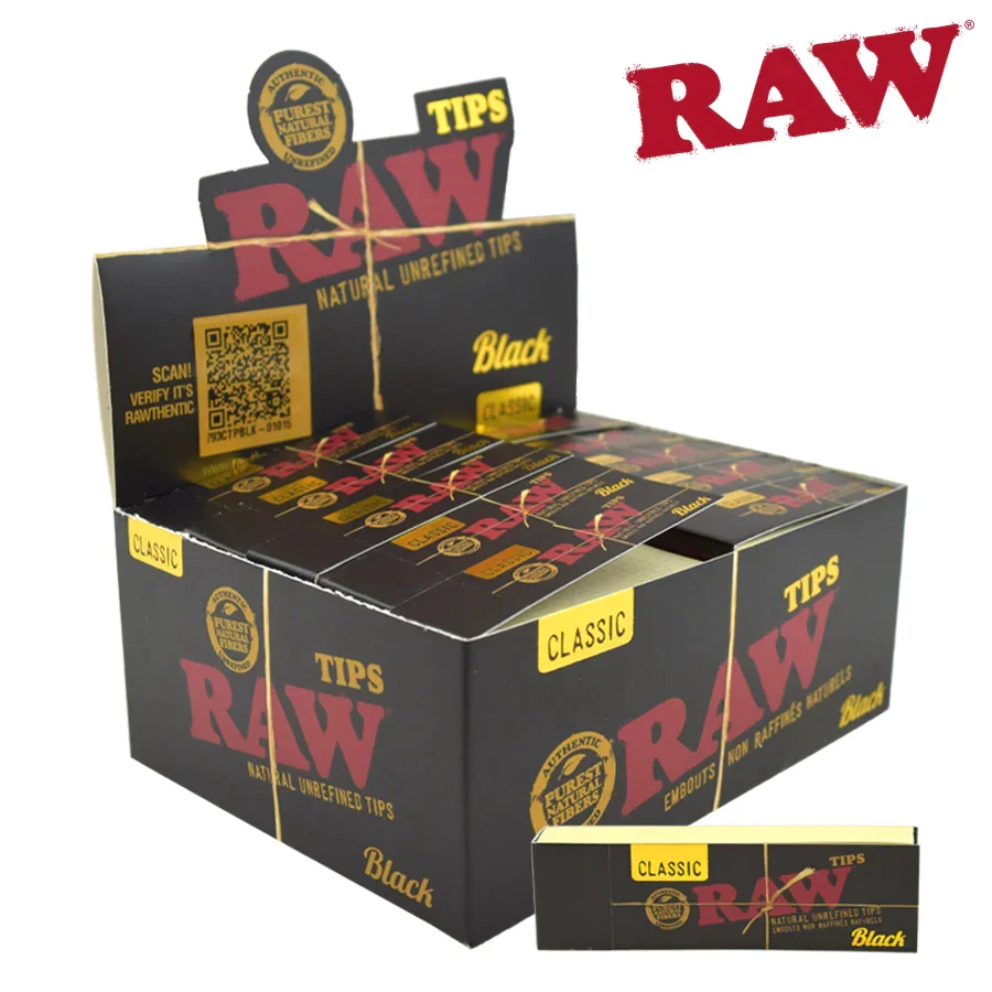 RAW Tips Unrefined Tips Black 50 Packs Per Box - 50 Tips Per Pack
