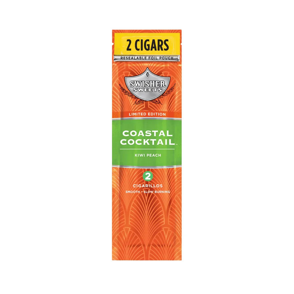 Swisher Sweets Coastal Cocktail Kiwi Peach 2 Pack Foiil Pouch Cigarillos