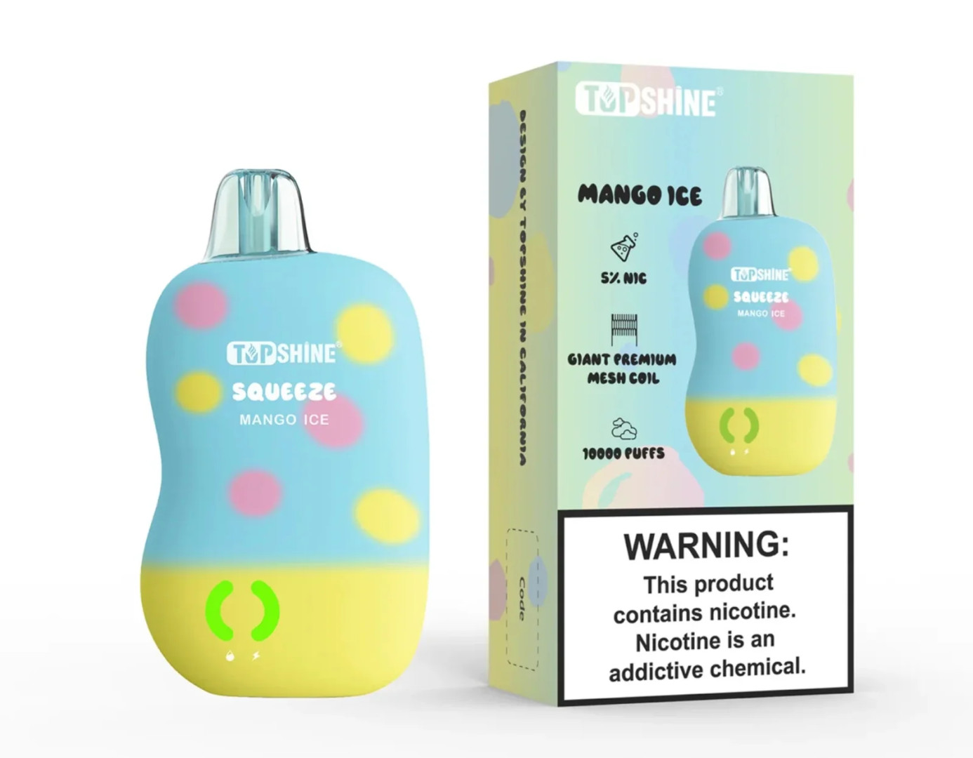 Top Shaine Squeeze Mango Ice Disposable Display 10 PSC Per Pack 10000 Puffs 5% Nic