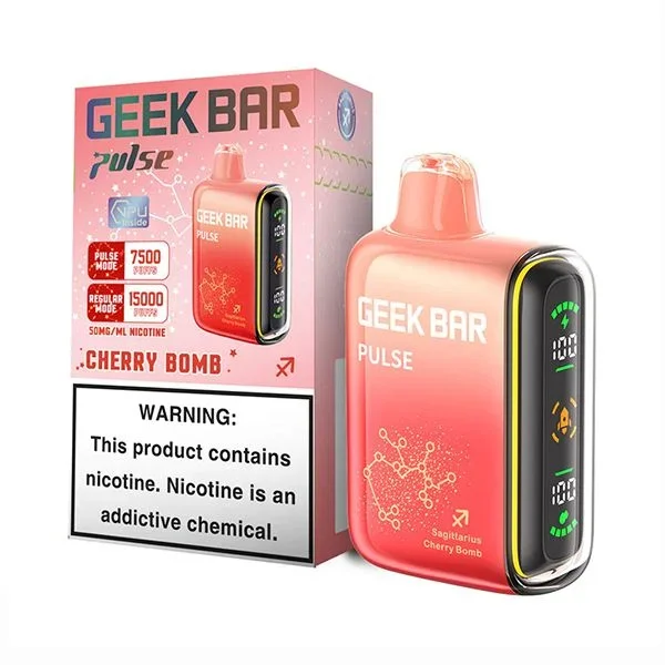 Geek Bar Cherry Bomb Disposable Display Pulse Mode 7500 Puffs Regular Mode 15000 Puffs 5 PCS Per Pack