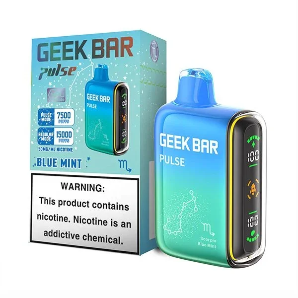 Geek Bar Blue Mint Disposable Display Pulse Mode 7500 Puffs Regular Mode 15000 Puffs 5 PCS Per Pack