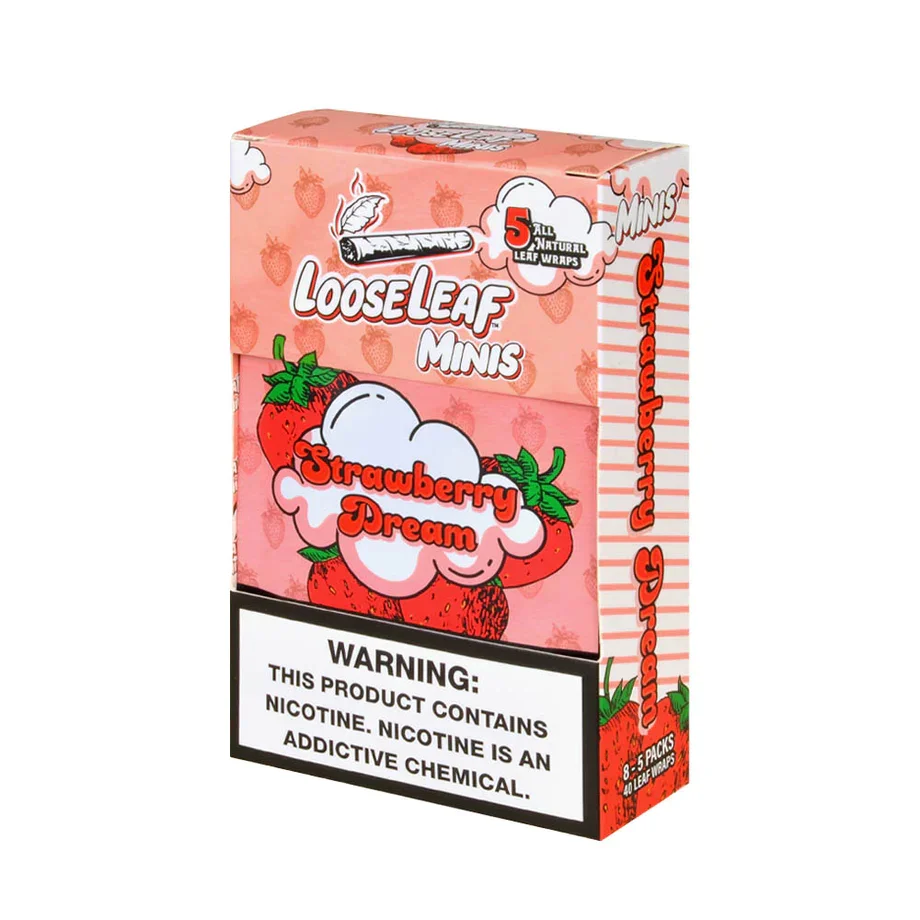 Loose Leaf Minis Strawberry Dream 8-5 Packs 40 Leaf Wraps