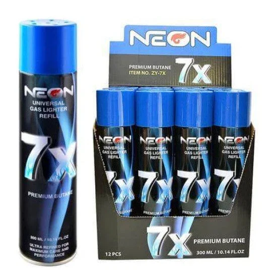 Neon 7x Premium Butane Universal Gas Lighter Refill 300ML 12CT Per Box